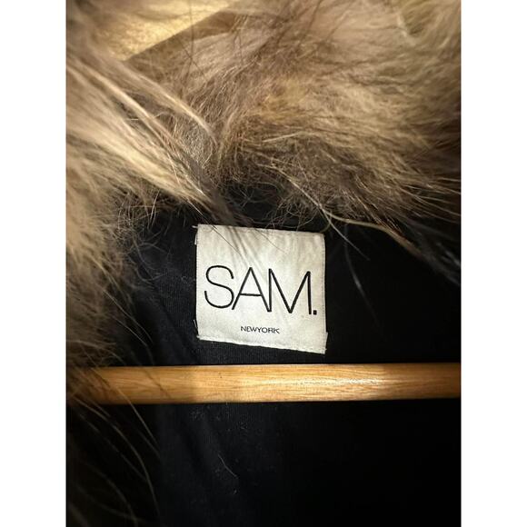 SAM Hudson black natural parka‎ black jacket size Small - Picture 3 of 6